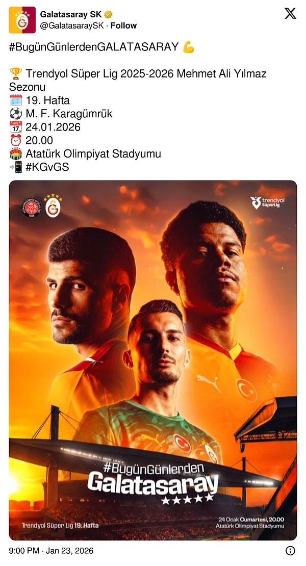 İlk tepki maç günü paylaşımına gelmişti.