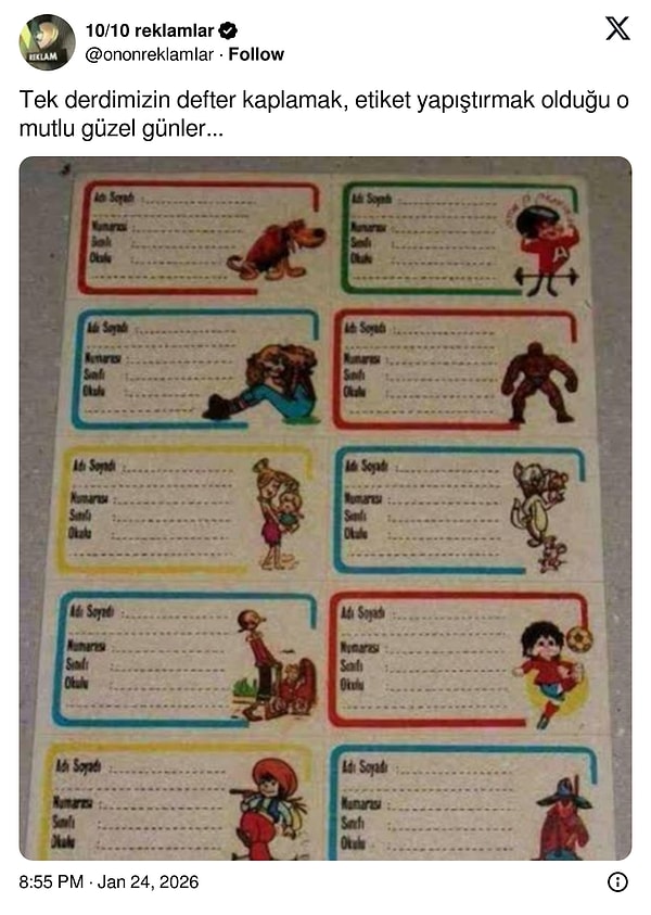 Etiketi yanlış doldurunca üst üste birkaç etiket yapıştırmanın verdiği rahatsızlığı bile özledim.