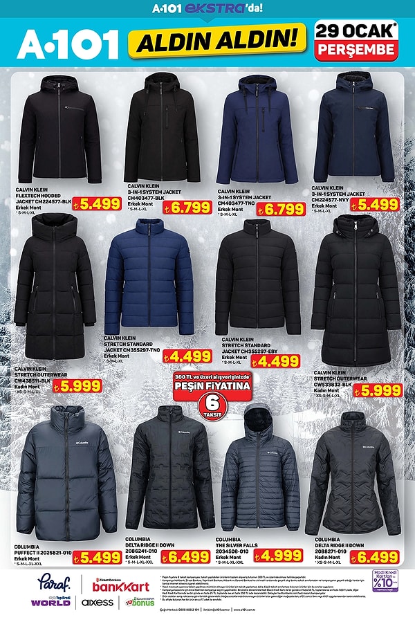 Calvin Klein ve Columbia Montlar