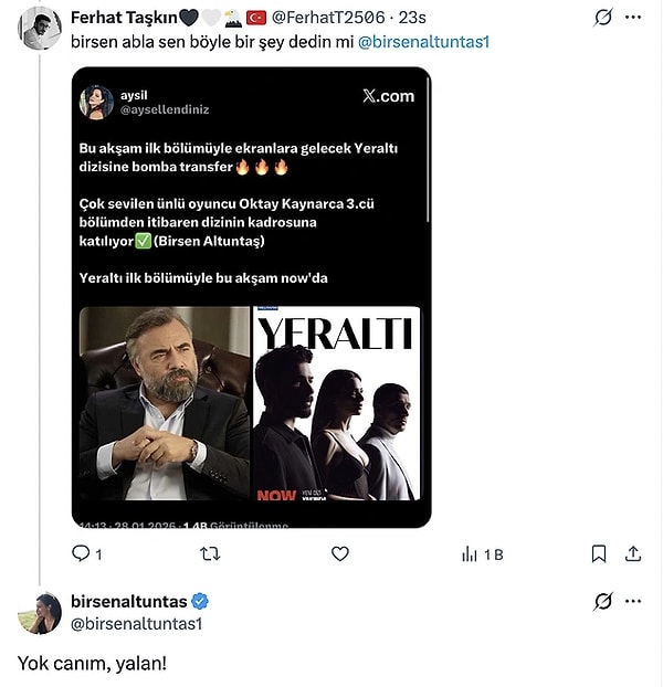 Oktay Kaynarca'nın Yeraltı dizisinde rol alacağı iddiasına yalanlama geldi.