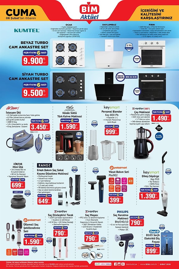 Kumtel Beyaz Turbo Cam Ankastre Set 9.900 TL