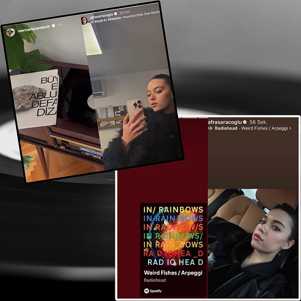 Geçtiğimiz saatlerde Afra ve Mert’in sosyal medya paylaşımlarında arka plana aynı şarkıyı seçtikleri fark edildi.