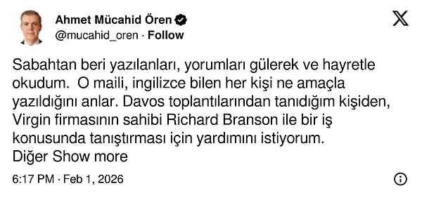 Mücahit Ören'den konuyla ilgili açıklama geldi: