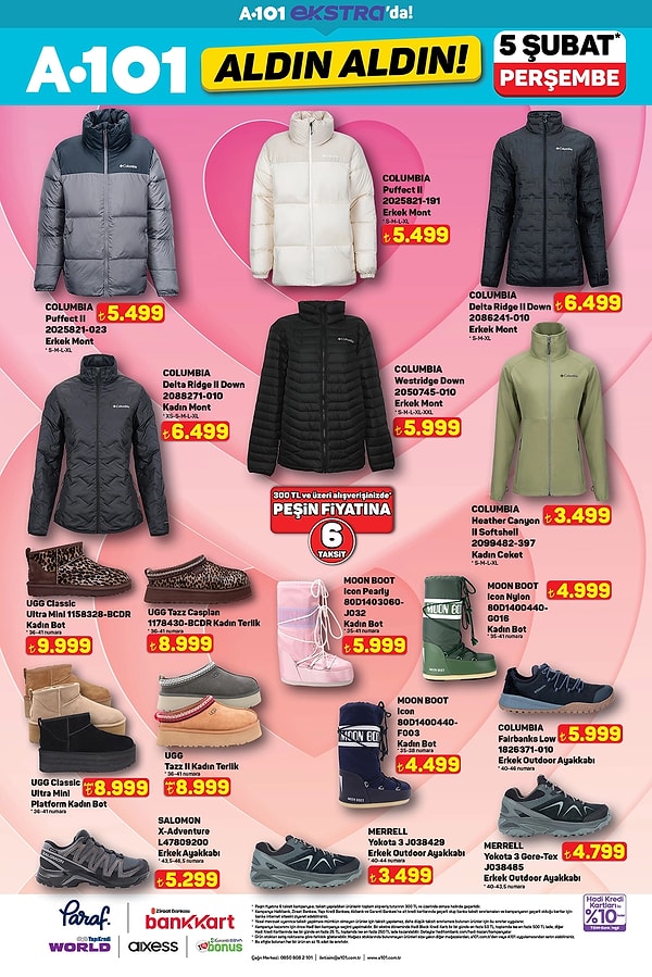 Columbia, UGG ve Moon Boot Ürünleri