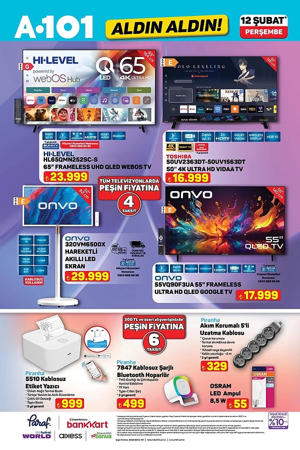 HI-LEVEL 65" Frameless UHD QLED WebOS Tv 23.999 TL