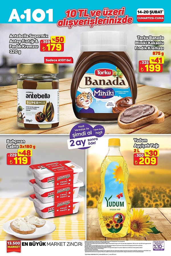 10 TL ve üzeri alışverişlerde;