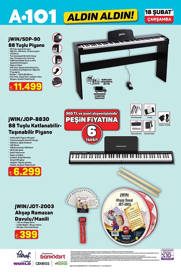 JWIN 88 Tuşlu Piyano 11.499 TL