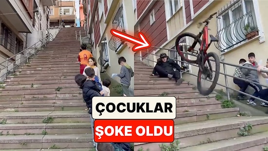 Çocukların Tezahüratları Eşliğinde Bisikletiyle Merdivenden İnen Genç Felaketin Eşiğinden Döndü