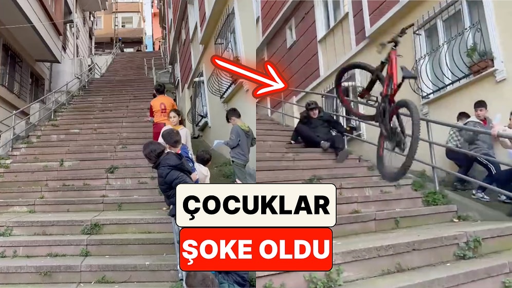 Çocukların Tezahüratları Eşliğinde Bisikletiyle Merdivenden İnen Genç Felaketin Eşiğinden Döndü