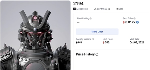 Dönemin 1.8 milyon dolarlık satışla rekor kıran NFT'si ise günümüzde 400 dolar civarına alıcı buluyor.