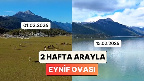 Antalya-Konya Yolunda Bulunan Eynif Ovası'nın 2 Hafta Arayla Çekilen Görüntüleri Paylaşıldı