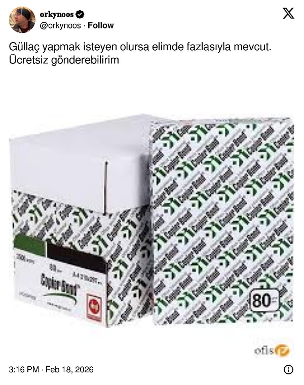 Ancak kağıt benzetmesiyle bir kontra geldi.