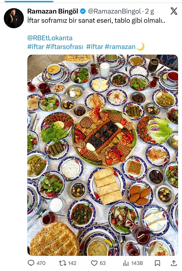 Ramazan Bingöl, tepkiler gelince iftar paylaşımını sildi.