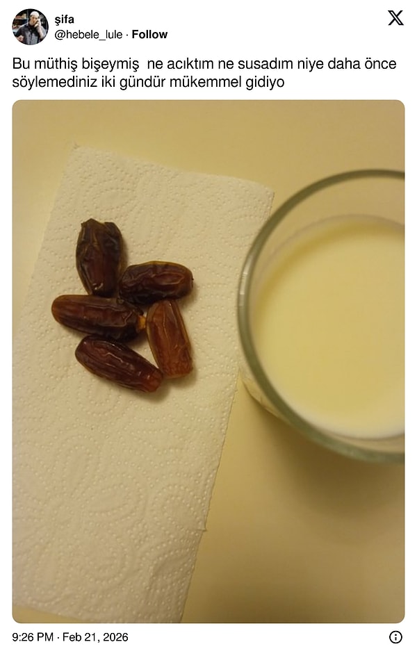 Sosyal medyada, sahurda sadece hurma ve süt tüketmenin gün boyu tok tuttuğu iddia ediliyor!