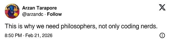 "Bu yüzden sadece kodlama uzmanlarına değil, filozoflara da ihtiyaç var."