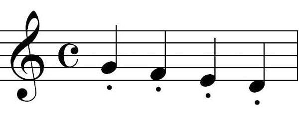 5. "Staccato" işaretini gördüğünde bir müzisyen notayı nasıl seslendirmelidir?