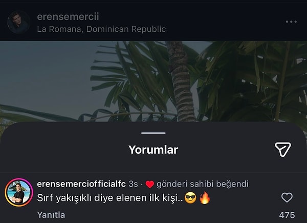 Elenmesinin ardından sosyal medyadaki yorumları da gören Eren, Sercan'ın Deniz'e ilgisi sebebiyle Ünlüler takımına kabul edilmediğini de öğrenmiş oldu.