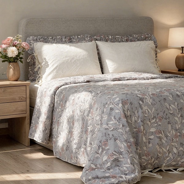 Yatak odanıza bahar tazeliği gelsin: Green Black pamuklu nevresim takımı indirimde!