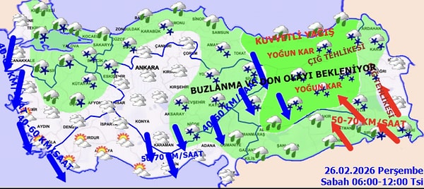26 Şubat-5 Mart tarihleri arasında dondurucu soğuklar etkili olacak.