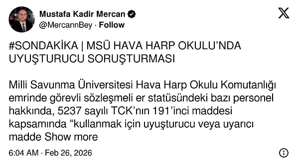 Milli Savunma Üniversitesi Hava Harp Okulu'nda yasaklı madde operasyonu.