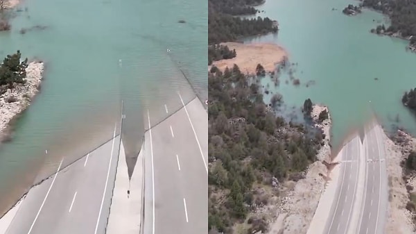 Antalya-Konya karayolu sular altında kaldı.