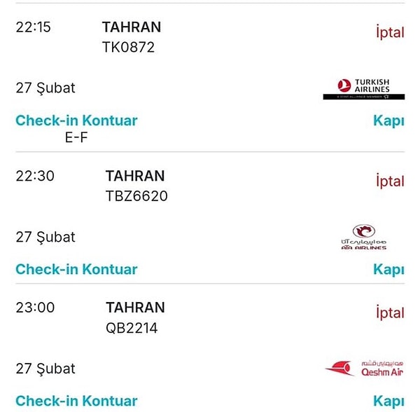 İstanbul-Tahran uçuşları iptal mi edildi?