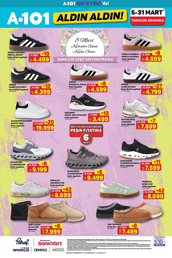 Adidas, Alexander MCQUEEN, ON Running, Premiata, New Balance ve UGG Classic Ayakkabı Modelleri