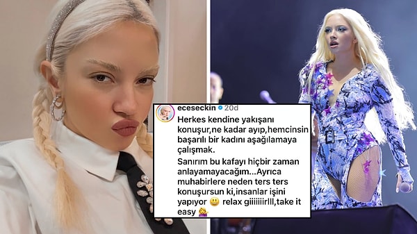 Yaşanan tartışma büyürken konuya pop müziğin sevilen isimlerinden Ece Seçkin de dahil oldu.