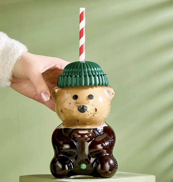 Masanıza sevimlilik katın: Ayıcıklı Barista Cam Bardak!