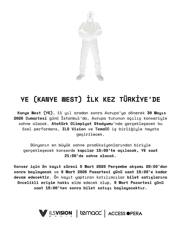 Konserin organizatörlüğünü üstlenen ILS Vision ve TemaCC işbirliği ile dün akşam resmi hesaplarından yaptıkları açıklamayla konserin gerçekleşeceğini resmen doğruladı ve biletler için ön kayıt sürecinin başladığını duyurdu.