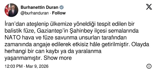 İletişim Başkanı Burhanettin Duran'dan açıklama 👇