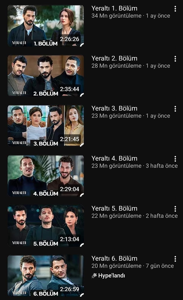 NOW'ın yeni dizisi Yeraltı'nın tüm bölümleri YouTube'da 20 milyonu geçti.