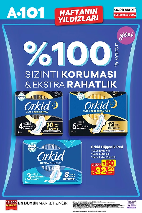 Orkid Hijyenik Ped 32,50 TL