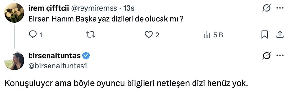 Birsen Altuntaş, yeni yaz dizisine yeşil ışık yaktı.