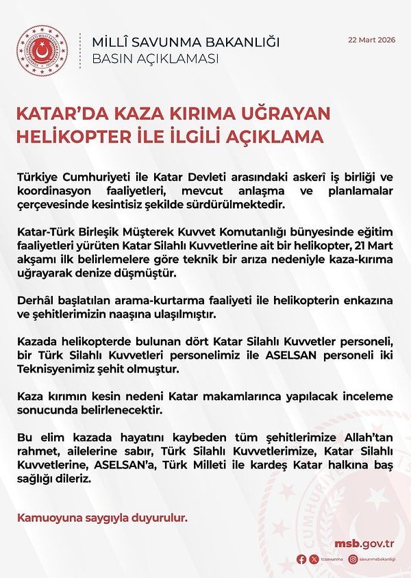MSB'nin sosyal medya hesabından yapılan açıklama şu şekilde 👇