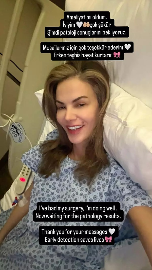 Bugün ameliyata alınan ünlü model, operasyonun ardından hastane odasından bir paylaşım yaparak sağlık durumunun iyi olduğunu duyurdu.