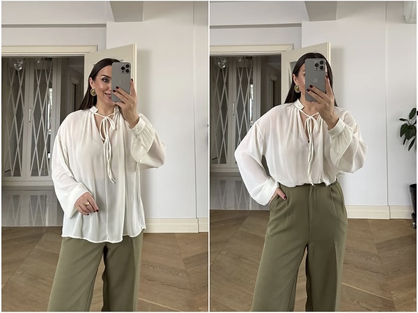 Bu sezon herkesin dolabında yer alacak: Hakim Yaka Uzun Kollu Şifon Bluz