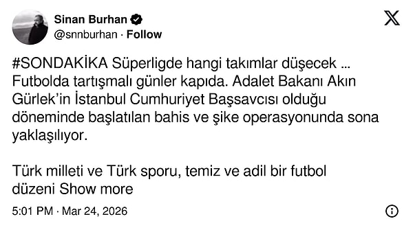 Sinan Burhan’ın paylaşımı 👇