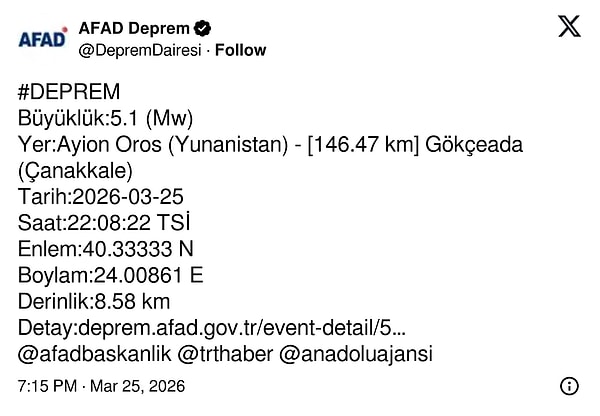AFAD'ın paylaşımı