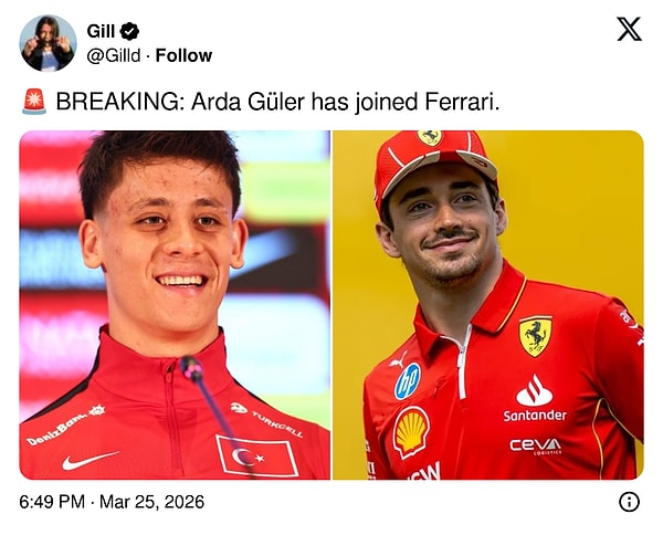BREAKING NEWS: Arda Güler has joined Ferrari