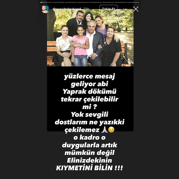 Tolga Karel'in "Yaprak Dökümü tekrardan çekilir mi?" sorusuna yanıtı: