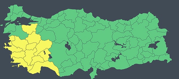 12 kente sarı kodlu uyarı verildi.