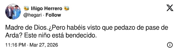 "Oh my goodness. Did you see that spectacular pass from Arda? This kid is truly talented."