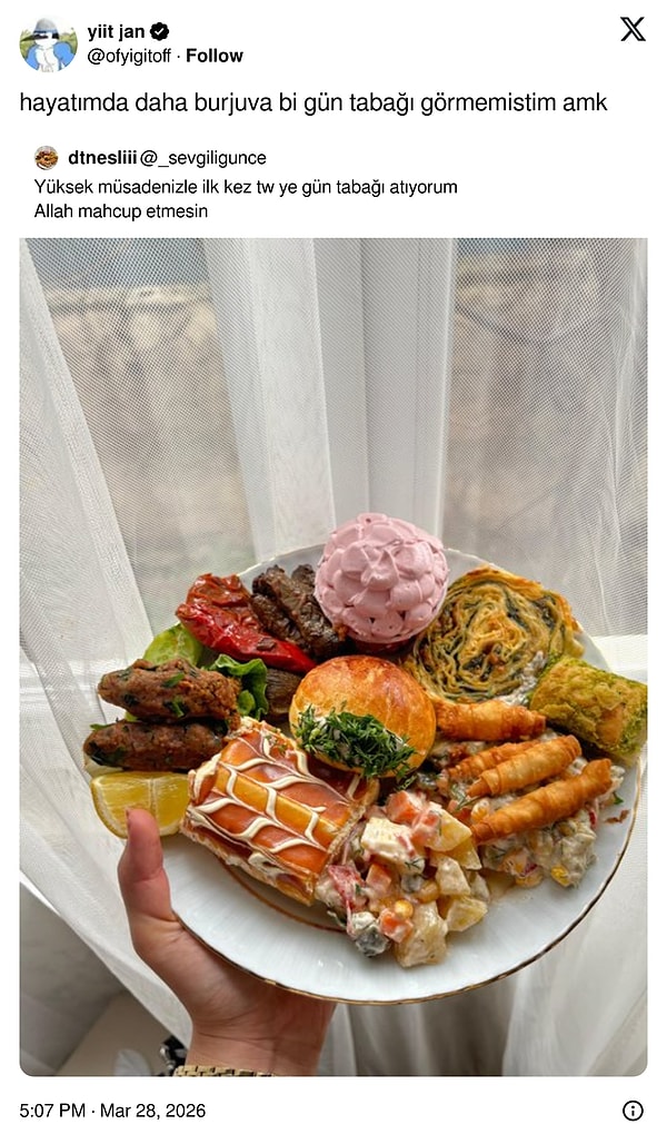 Yine bir gün tabağıyla kapatalım.