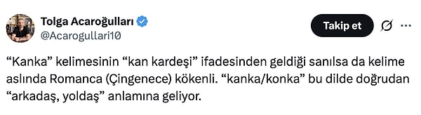 Ancak Tolga Acaroğulları'nın aktardığına göre bu kelime Roman dilinden geliyor.
