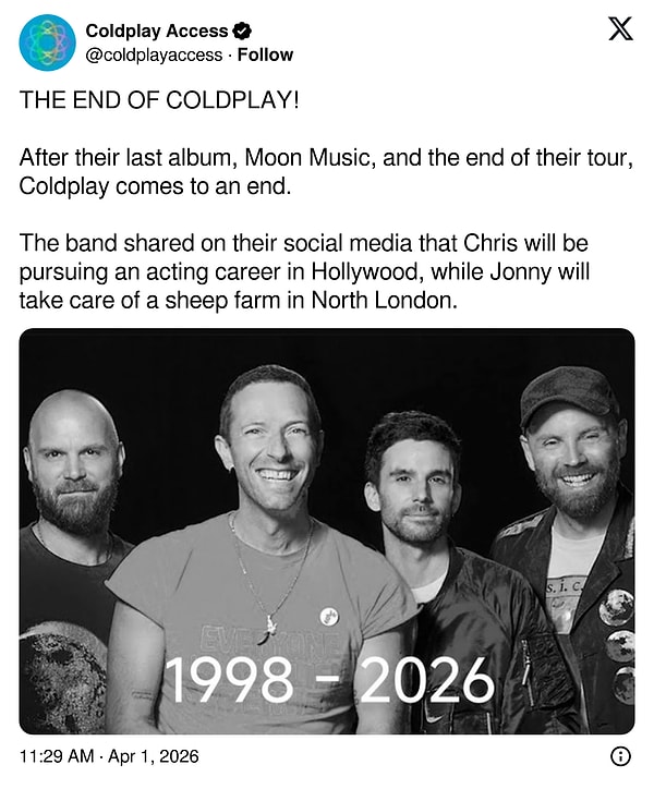 "Coldplay dağılıyor."