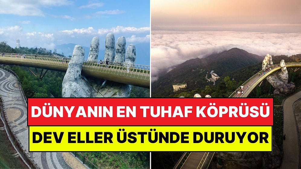 Dünyanın En Tuhaf Köprüsü: İki Devasa El Üstünde Duran Altın Köprü