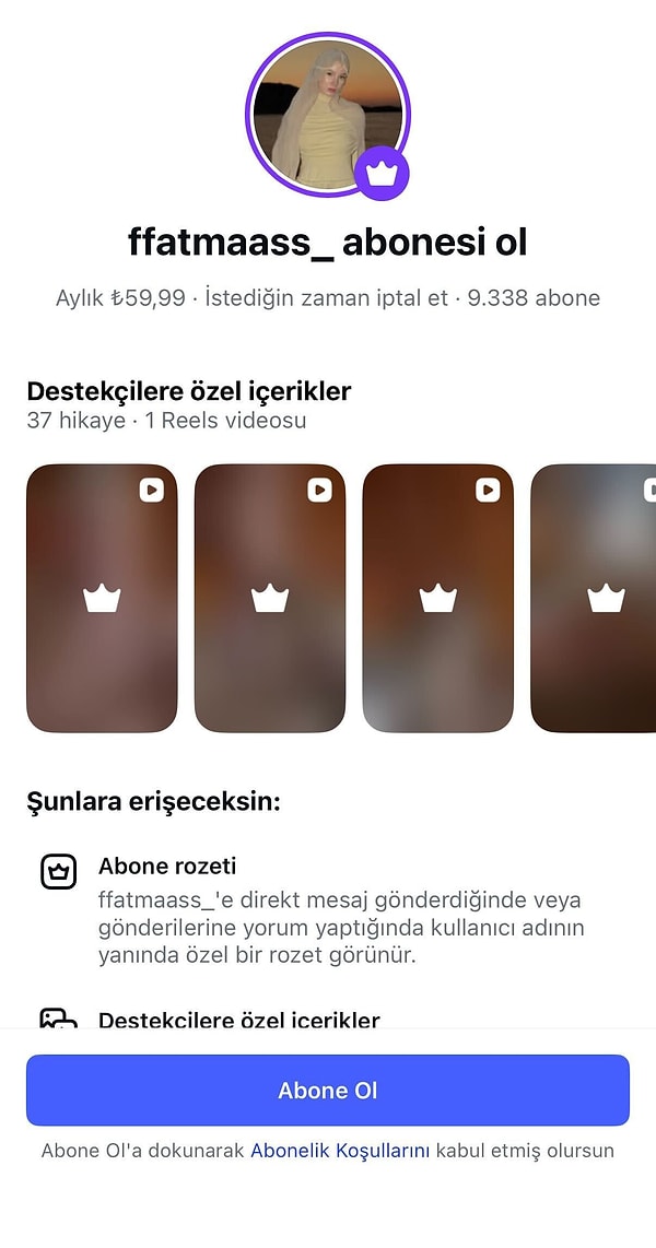 İçerik üreticisi Fatma Soydaş, geçtiğimiz gün Instagram hesabında abonelik sistemini aktif hale getirdi.