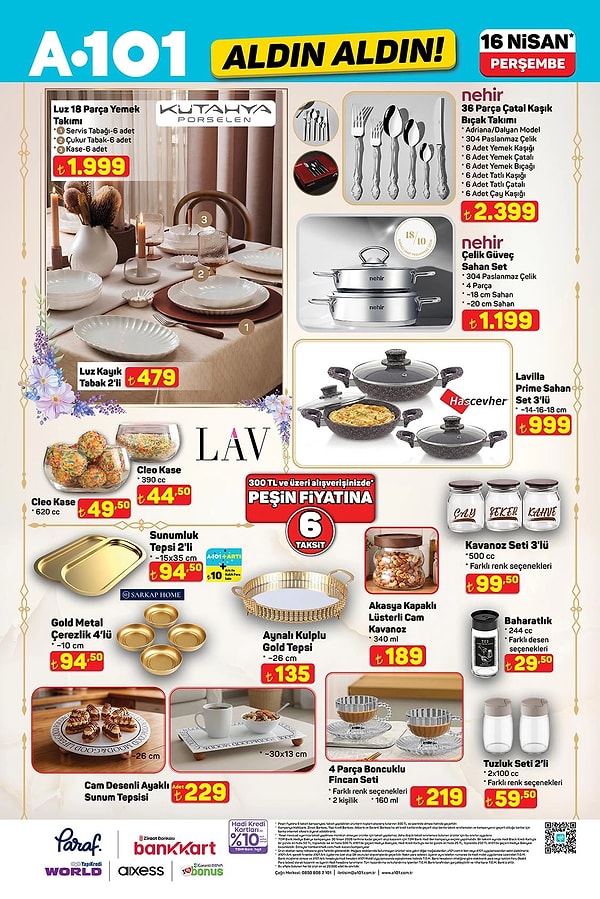 Kütahya Porselen Luz 18 Parça Yemek Takımı 1.999 TL