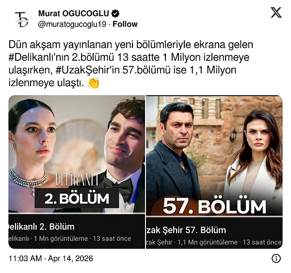 Uzak Şehir ve rakibi Delikanlı'nın YouTube'daki izlenmeleri dikkat çekti.